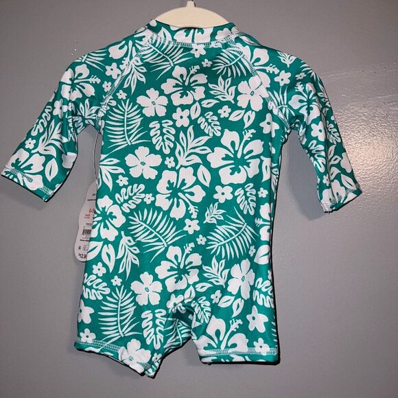 NWT Wonder Nation Baby Zip Rashie Hibiscus Size 0-3M - Picture 3 of 5